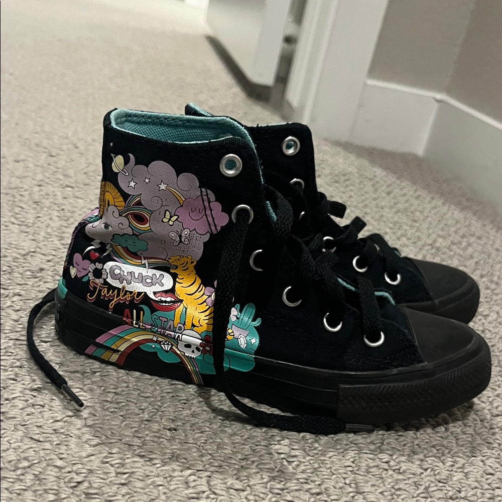 Converse Kids High-Tops - Black with Multicolor Design